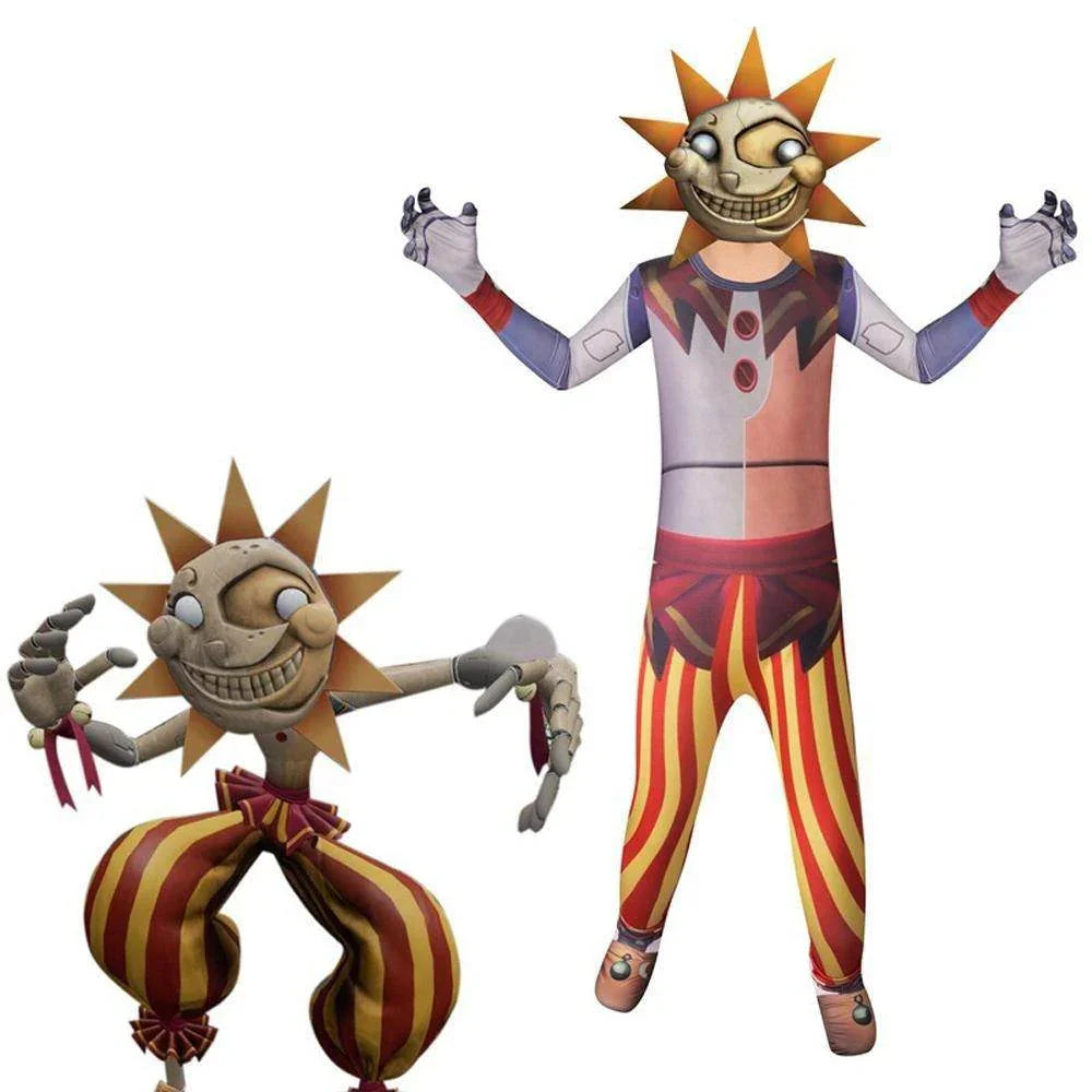 Moondrop Sundrop FNA Cosplay Costume Outfit Sun Clown Costume Halloween for Kids - Azufun