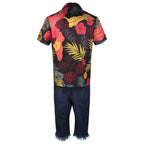 one picece luffy costume live floral shirt Anime Cosplay with straw hat - Azufun