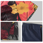 one picece luffy costume live floral shirt Anime Cosplay with straw hat - Azufun