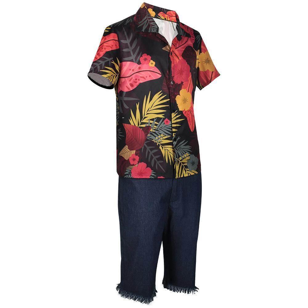 one picece luffy costume live floral shirt Anime Cosplay with straw hat - Azufun