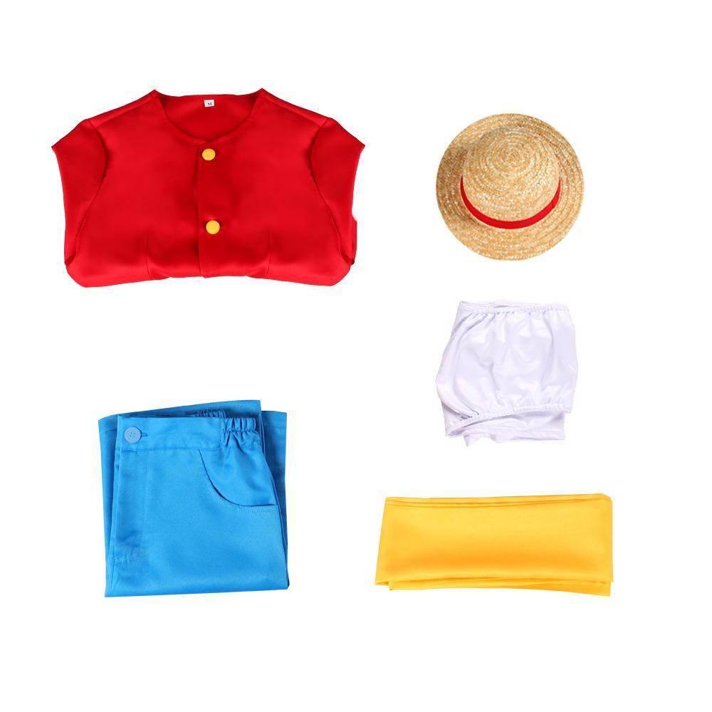 One Piece Wano Country Anime Monkey D. Luffy Costume Party Carnival Cosplay Full Set - Azufun