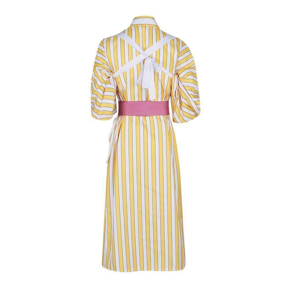 One Piece Wano Country Sanji Yellow striped kimono Costume Party Carnival Cosplay Full Set - Azufun