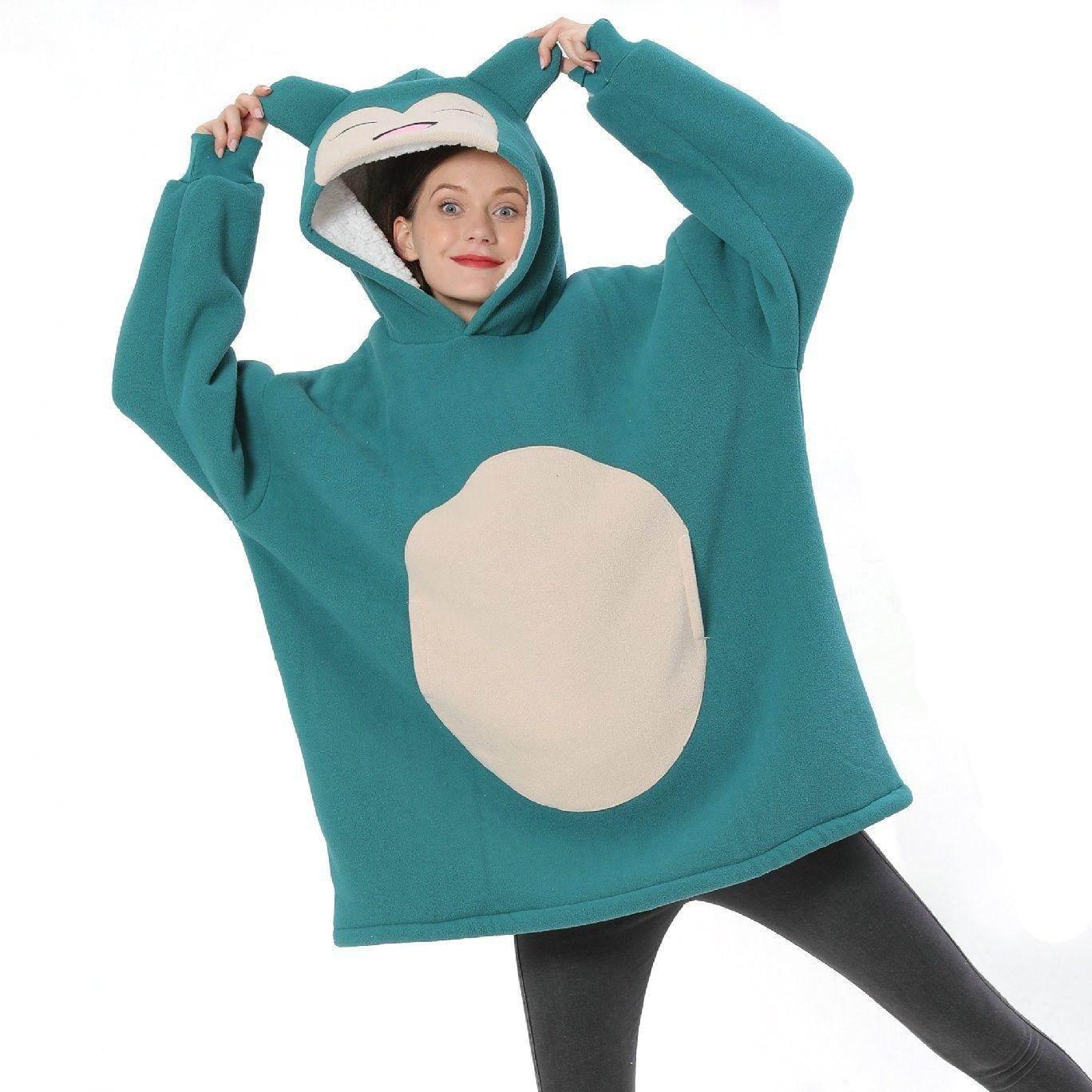 Pokemon Snorlax Cartoon Keep Warm Hoodie Costume Lazy TV Blanket - Azufun