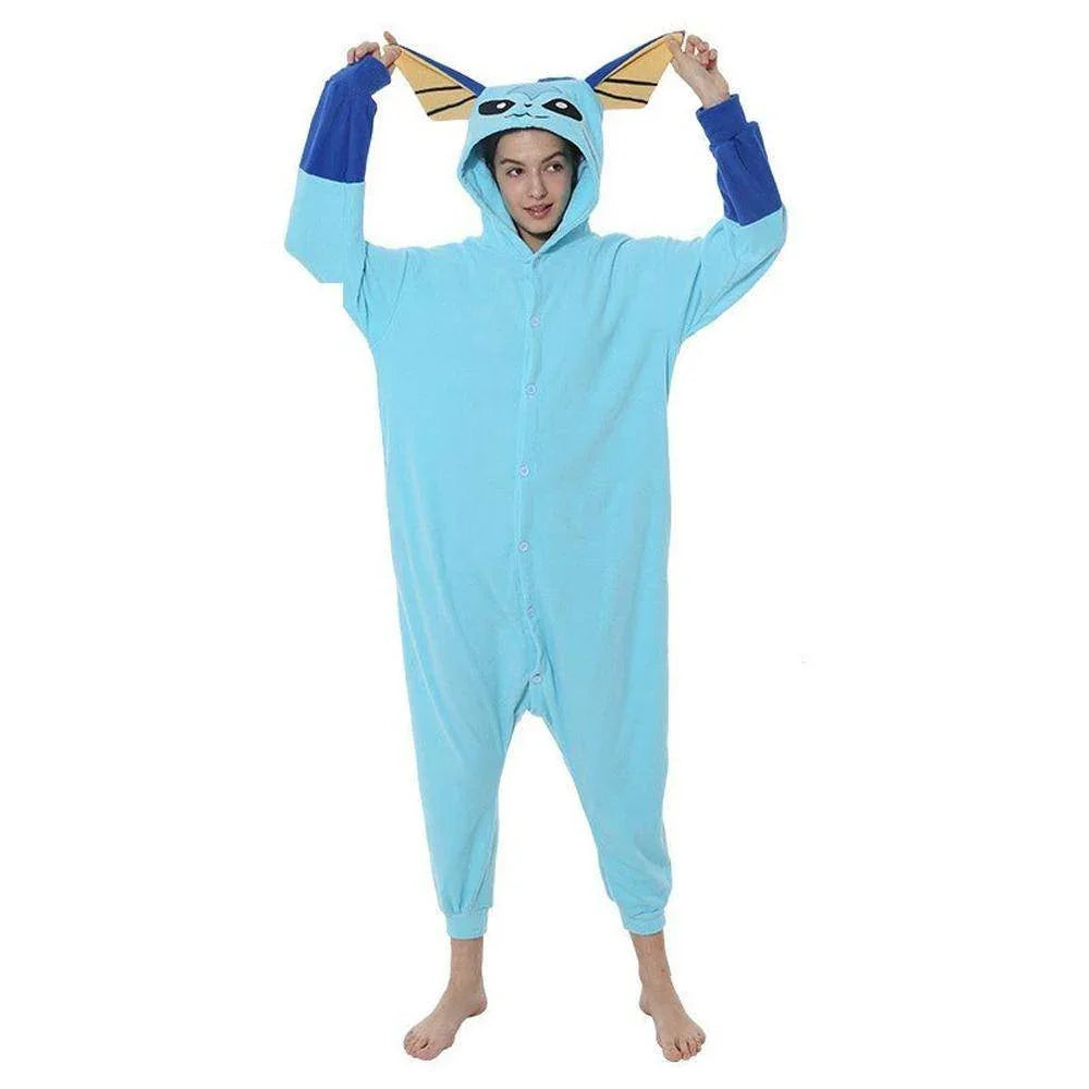 Pokemon Vaporeon Eevee Evolution Kigurumi onesies Costume Cartoon Halloween Pajamas - Azufun