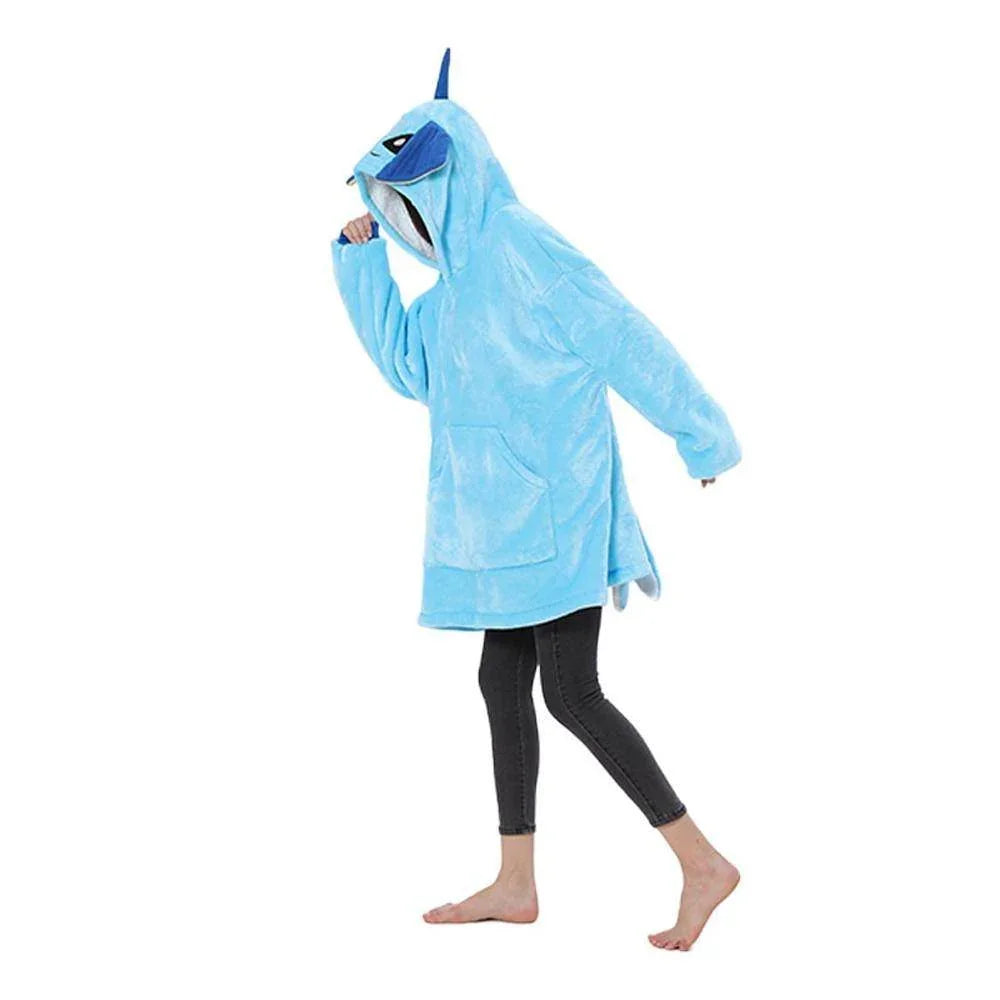 Pokemon Vaporeon Hoodie Wearable Costume Keep Warm Cozy Lazy TV Blanket - Azufun