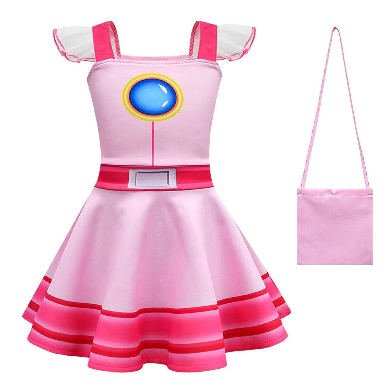 Princess Peach Cosplay Costume Super Mario Bros Girls Dress Bag Suits Halloween Carnival - Pajamasbuy