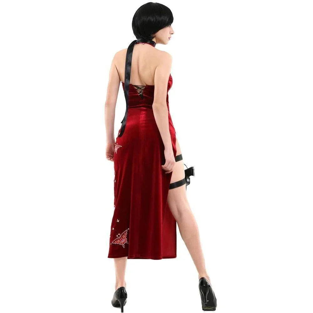 Resident Evil Ada Wong Lunar Costue Sleeveless cheongsam Slit Long Skirt - Azufun