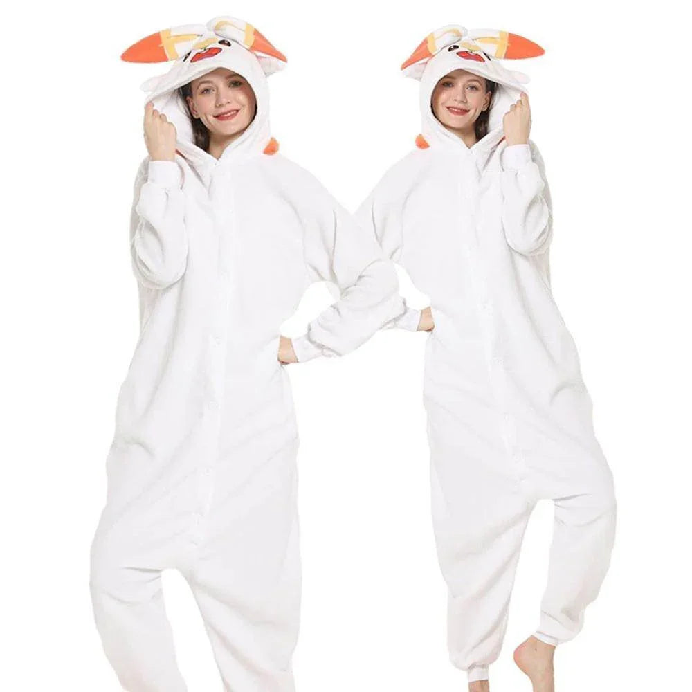 Scorbunny Kigurumi Onesies Anime Pokemon Pajamas Pyjamas Halloween Costume - Azufun