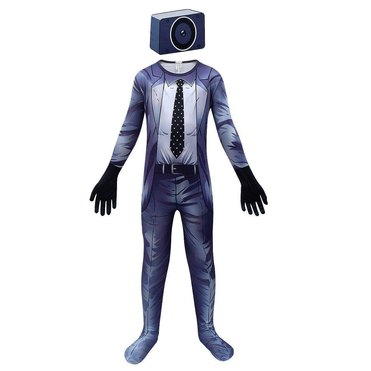 Skibidi Toilet Outfits Jumpsuit Mask Titan Tv man Cosplay Costume For Kids - Azufun