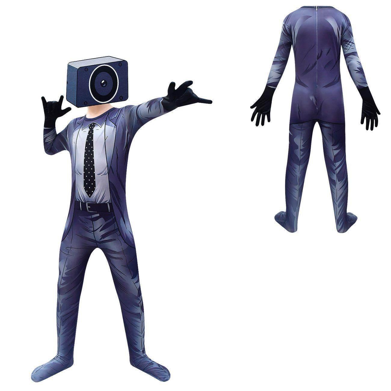 Skibidi Toilet Outfits Jumpsuit Mask Titan Tv man Cosplay Costume For Kids - Azufun