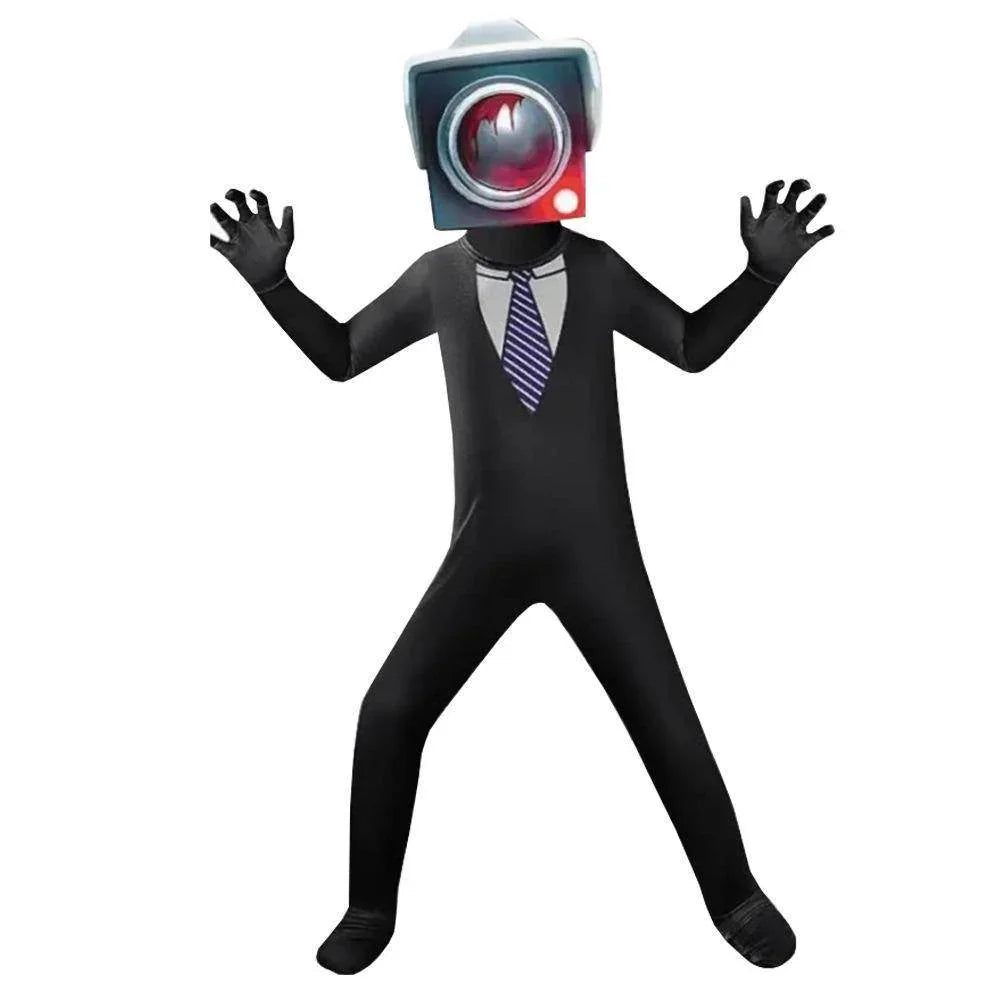 Skibidi Toilet Party Bodysuits Titan TV Jumpsuit Men Cosplay Costume For Kids Adult - Azufun