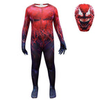Spider-Man CARNAGE RED VENOM Costume For Kids Deluxe Zentai Cosplay Jumpsuits With Head Mask Halloween - Azufun