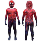 Spider-Man CARNAGE RED VENOM Costume For Kids Deluxe Zentai Cosplay Jumpsuits With Head Mask Halloween - Azufun