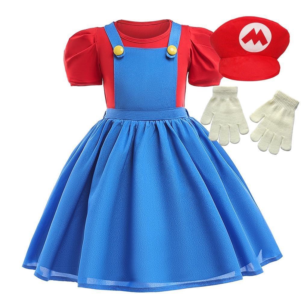 Super Mario Princess Costume Party Girl Children Strap Dresses - Pajamasbuy