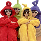 Teletubbies Tinky Winky Dipsy Po Laa-Laa Coral Fleece Onesies Pajamas for Adults Kids - Azufun
