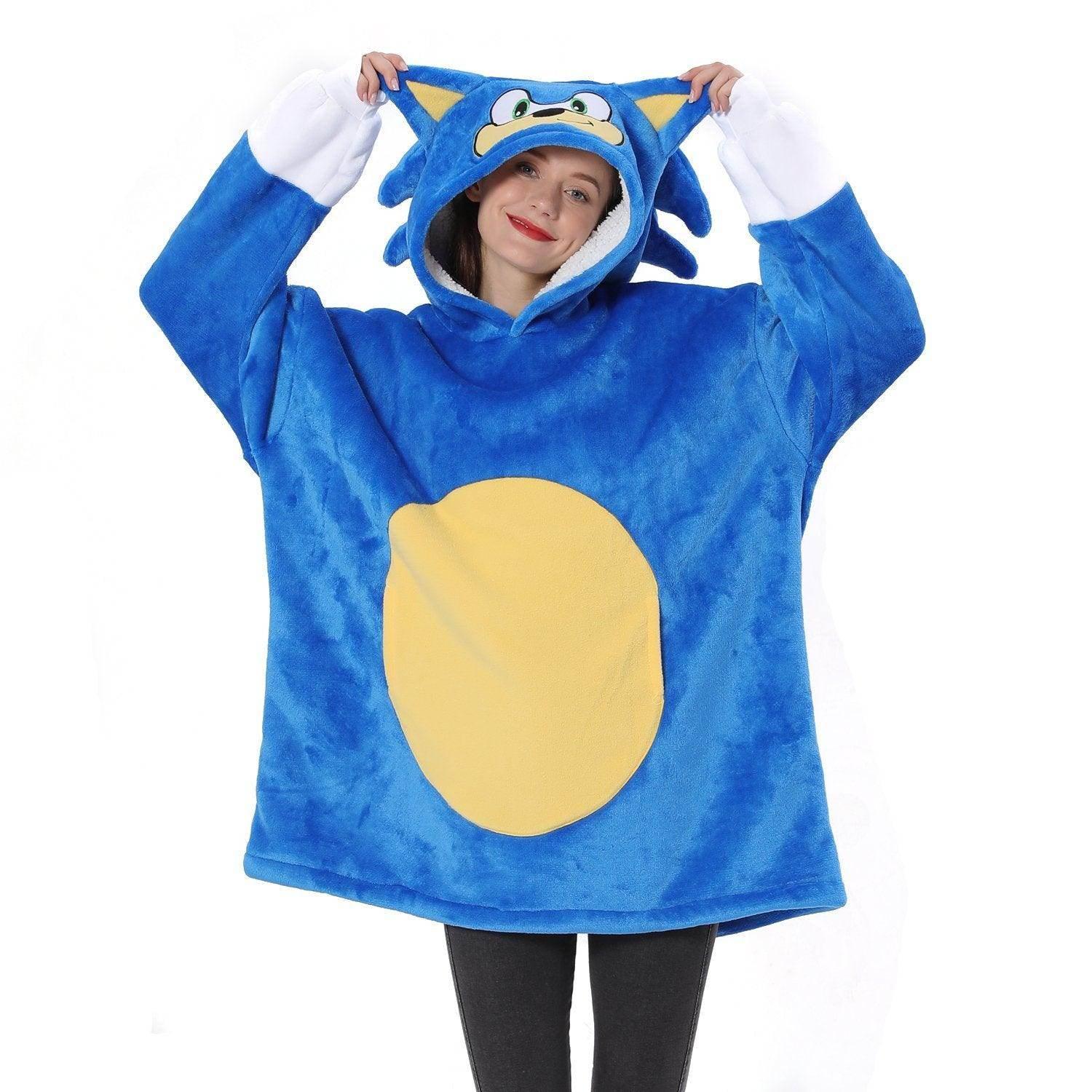 The Hedgehog Sonic Sonic Keep Warm Costume Cozy Cartoon Lazy TV Blanket - Azufun