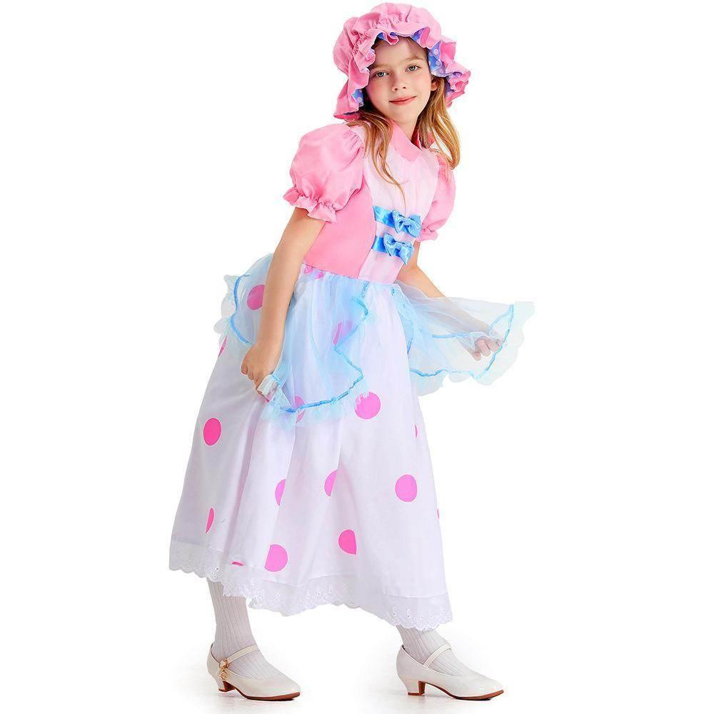 Toy Story 4 Little Bo Peep Costume Cosplay Dress Halloween For Kids - Azufun