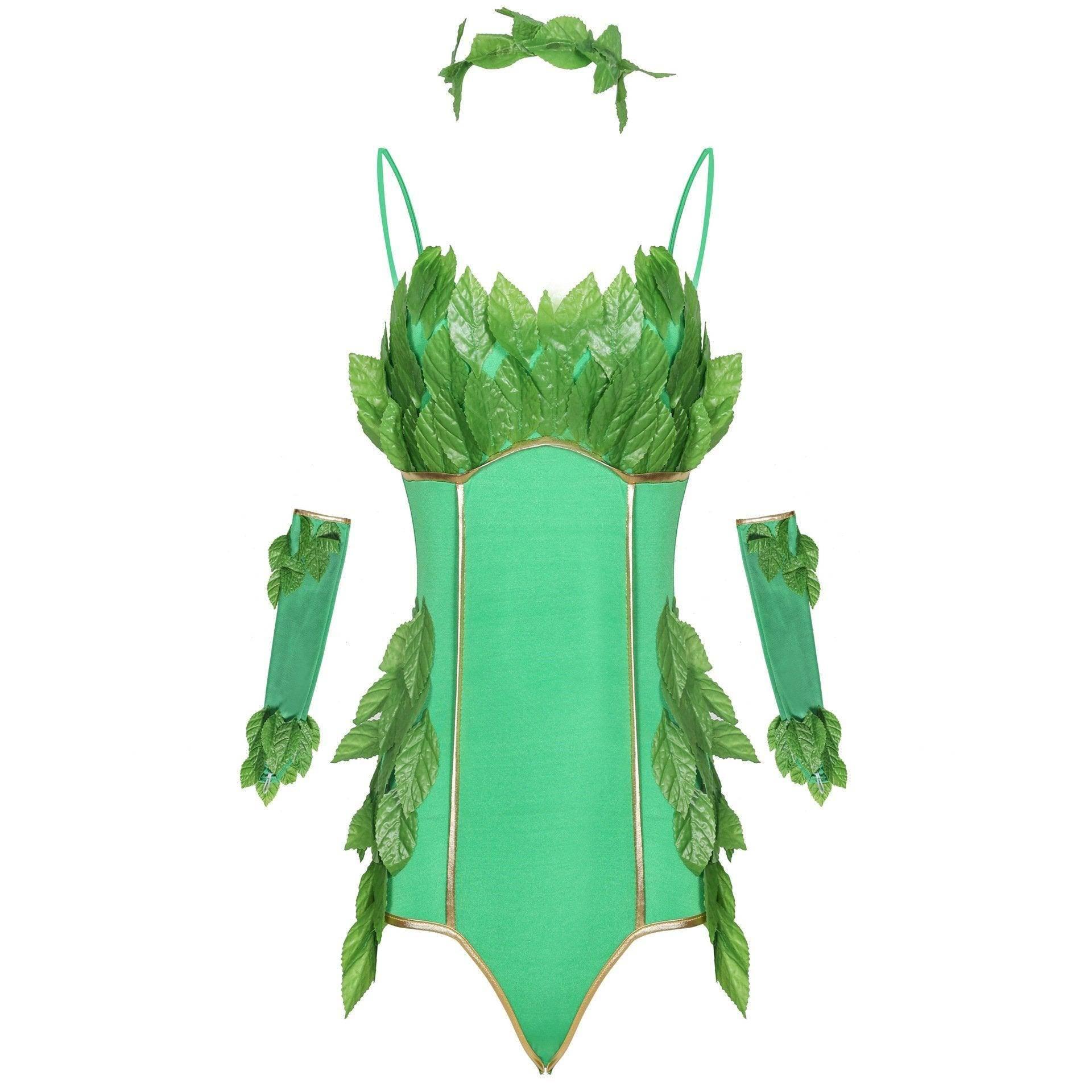 Women's Deluxe Poison Ivy Costume Jumpsuit Halloween - Azufun