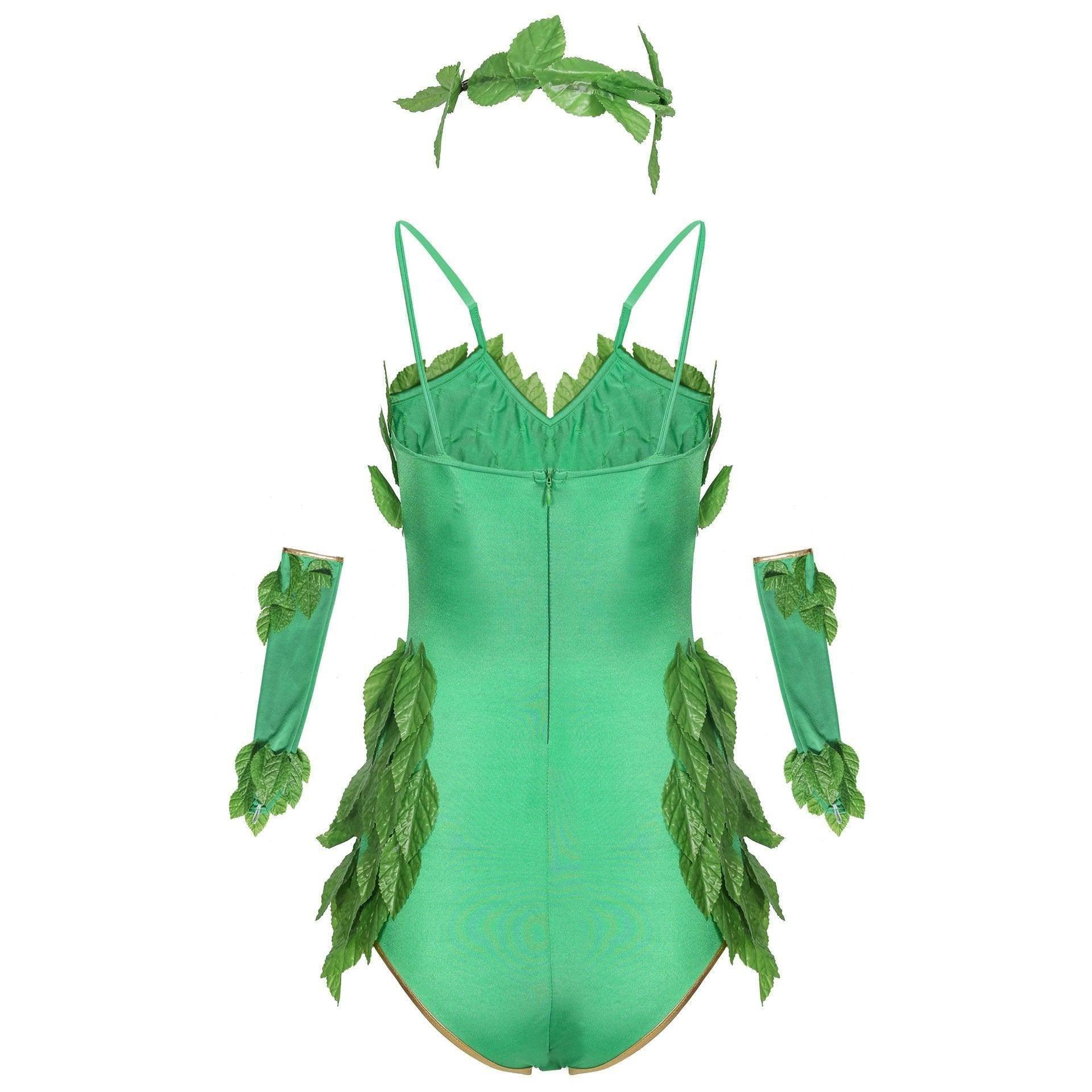 Women's Deluxe Poison Ivy Costume Jumpsuit Halloween - Azufun
