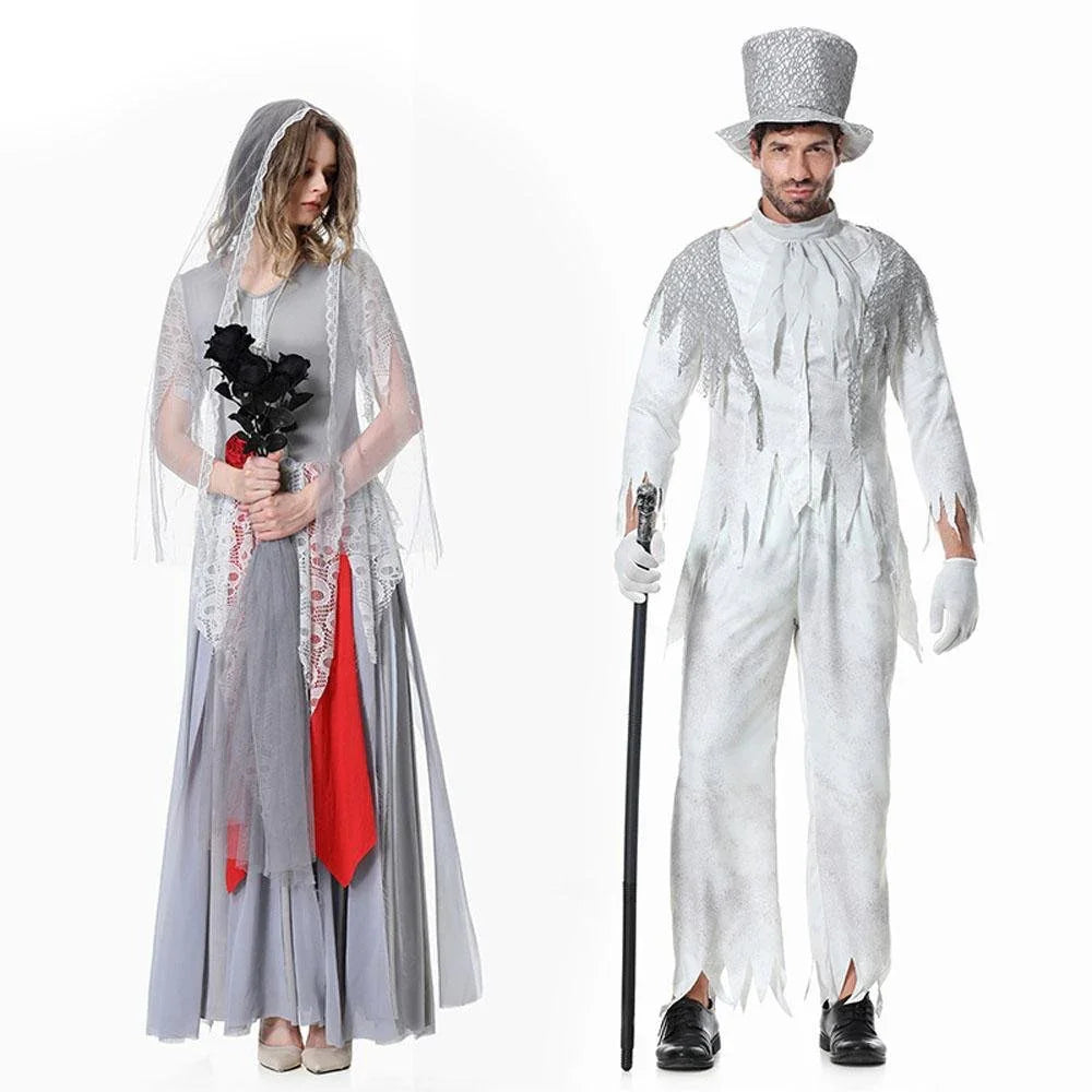 BuyZombie Bride Couples Costume Halloween Outfits Party Carnival Cosplay Now Cheaper With 3 - 5 Days Ship - PajamasBuy